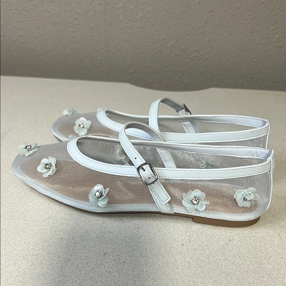 A New Day Light Blue Sheer Floral Flats - Picture 7 of 7